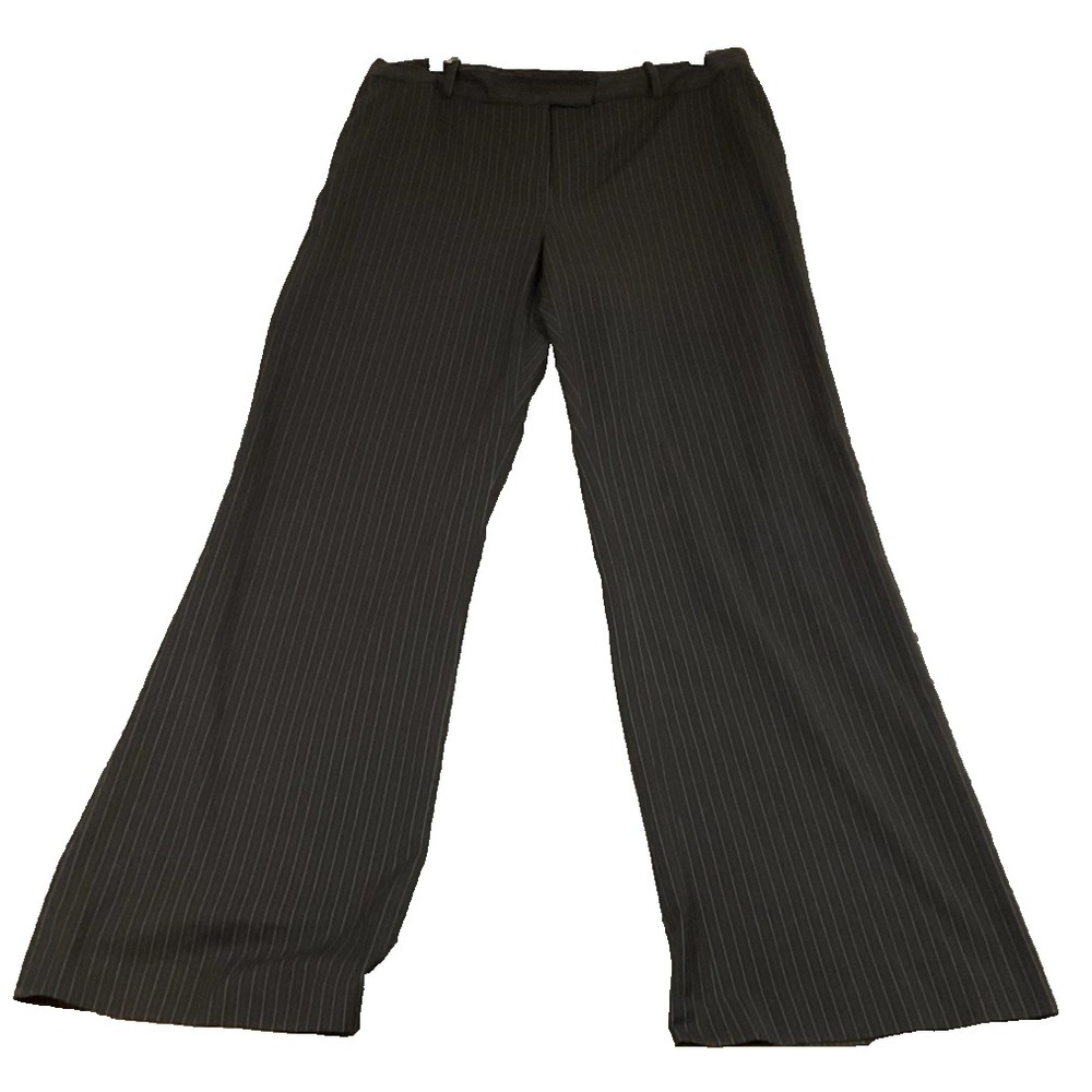 Worthington Women's Black Pinstripe Wide-Leg Career Dress Pants 16T